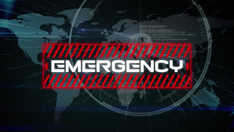 animation of emergency text over world map