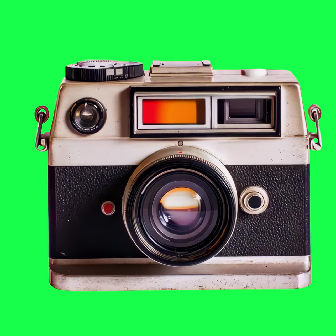 Vintage camera animation, transparent 4K video, green screen