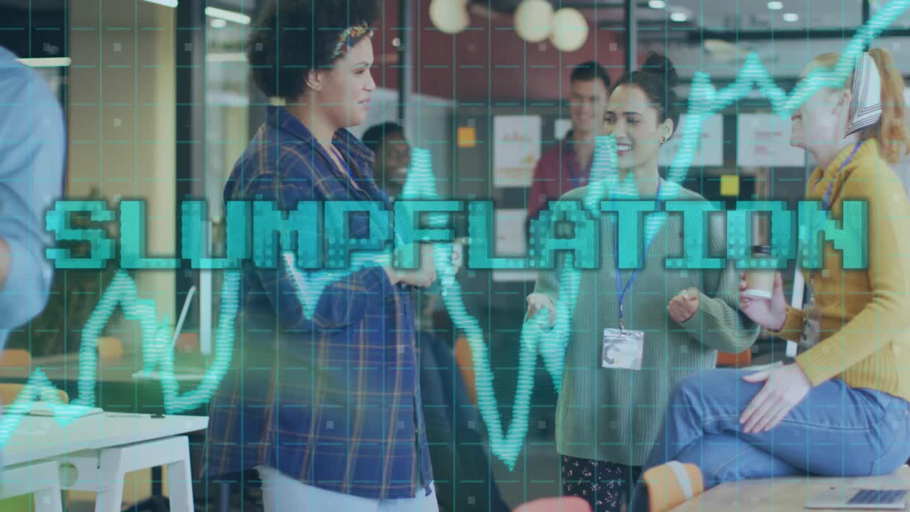 다양한 사업가들에 대한 경기 침체 및 금융 데이터 처리 애니메이션