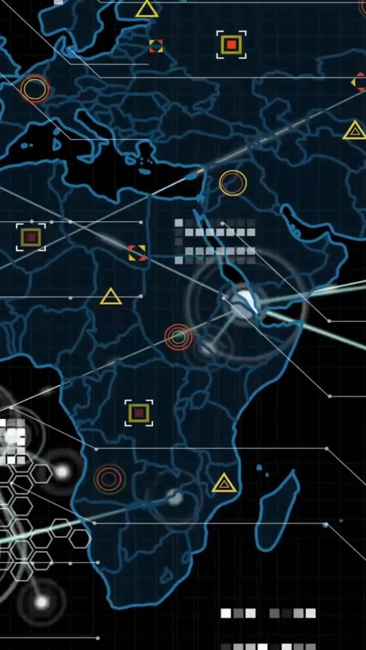 Animation of data processing and networks of connections over world map