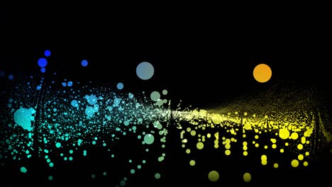 futuristic abstract yellow cyan waveform dimension ball oscillation, visualization wave technology digital surface