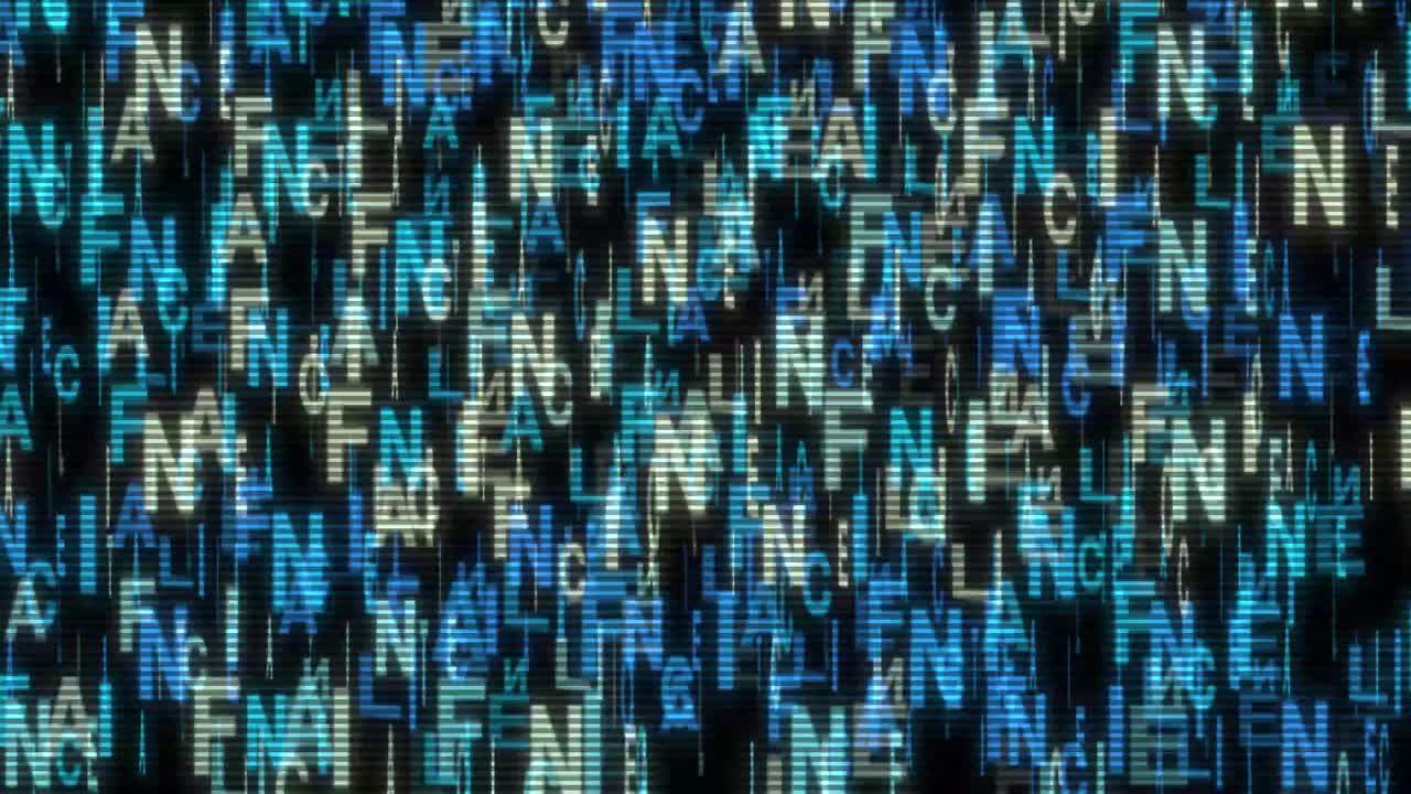 gran análisis de datos texto animado finanzas cinéticas fintech wordscape ai software de inteligencia artificial