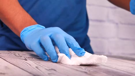 cleaning a wooden table