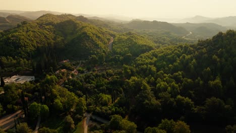 A-cinematic-aerial-shot-of-the-ruins-in-Olympia-in-Greece