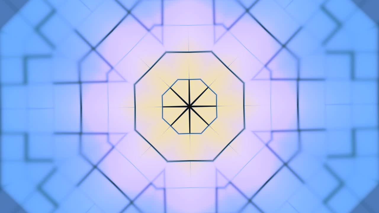 visualización de la energía de la aura. patrón poligonal en tonos azules con enfoque en el centro en zoom dentro y fuera.