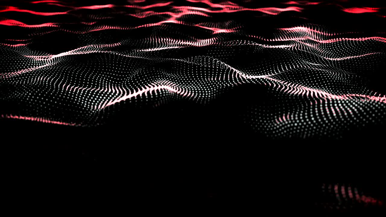 Red Wave Data Network as Particle System Loopable Background Video Animation.