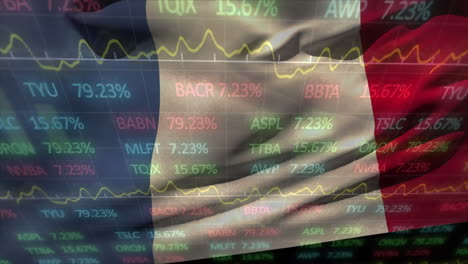 Animation-of-financial-data-processing-over-flag-of-france