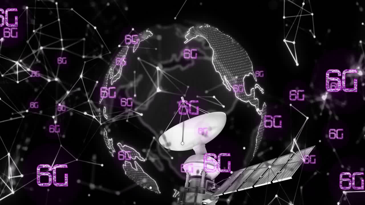 전 세계 6g 텍스트 네트워크의 애니메이션