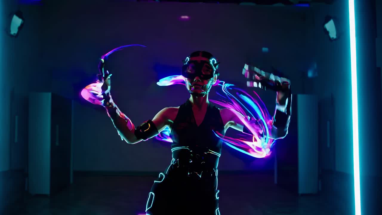 네온 조명 연주자