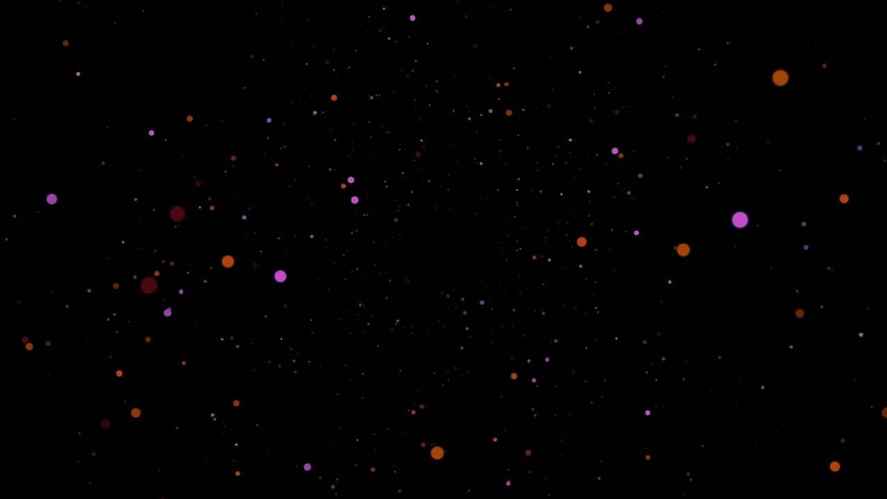 Abstract Motion Background with Floating Orange and Purple Particles