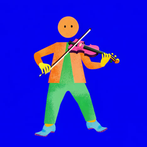 colorful abstract violinist illustration animation isolated asset, transparent 4k video, alpha