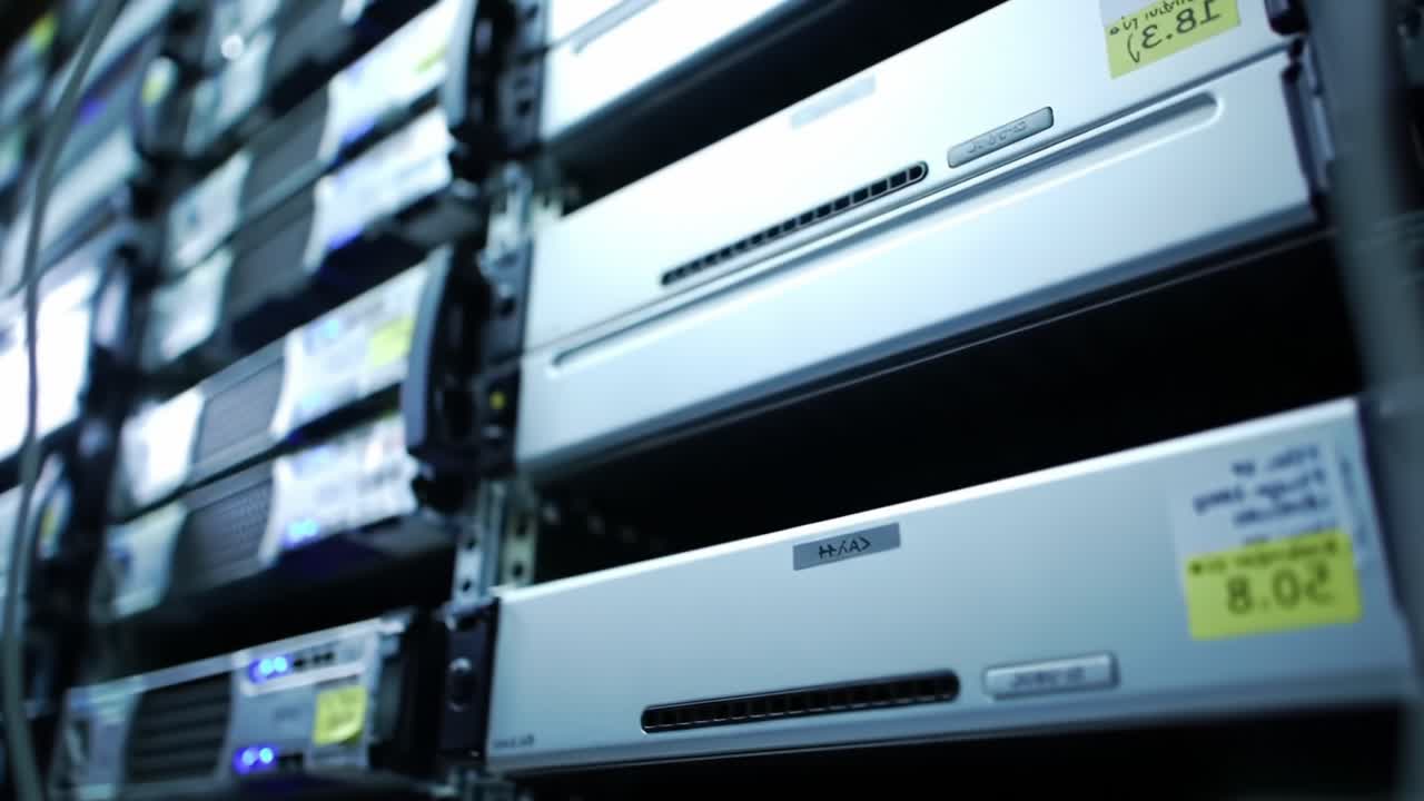 A Close-Up Look at Modern Data Storage Solutions: Exploring the Intricate Design and Functionality of Server Racks in a High-Tech Environment