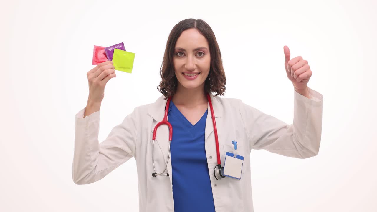 Female Doctor Promoting Safe Sex with Condoms