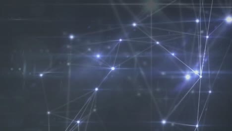 animación de una red de conexiones brillantes contra un fondo gris.