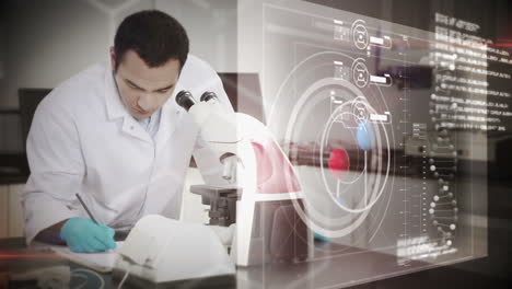 científico mirando bajo un microscopio