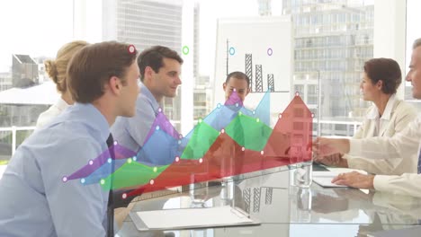 animación de las estadísticas y el procesamiento de datos durante la reunión de negocios