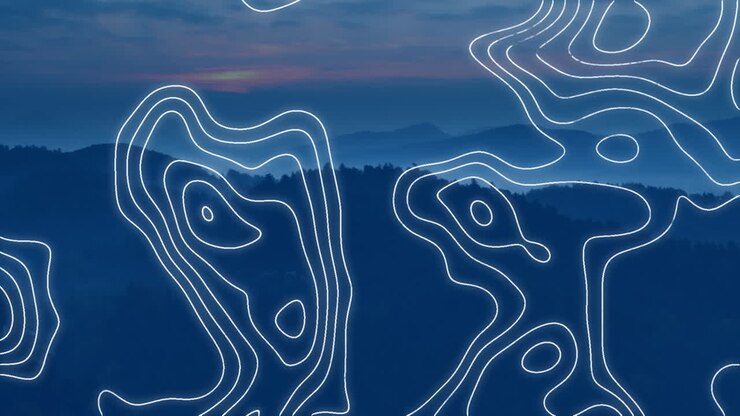 Animation of white map lines over landscape
