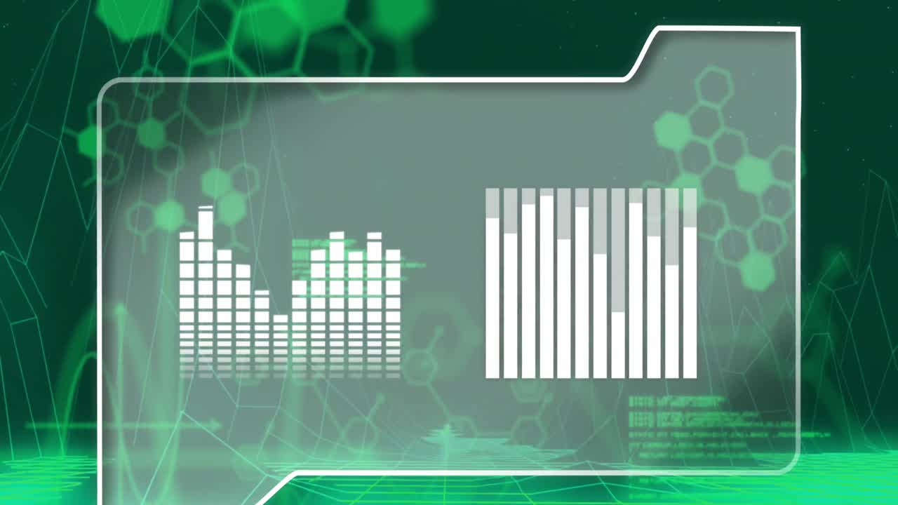 animación del procesamiento de datos científicos sobre un fondo oscuro
