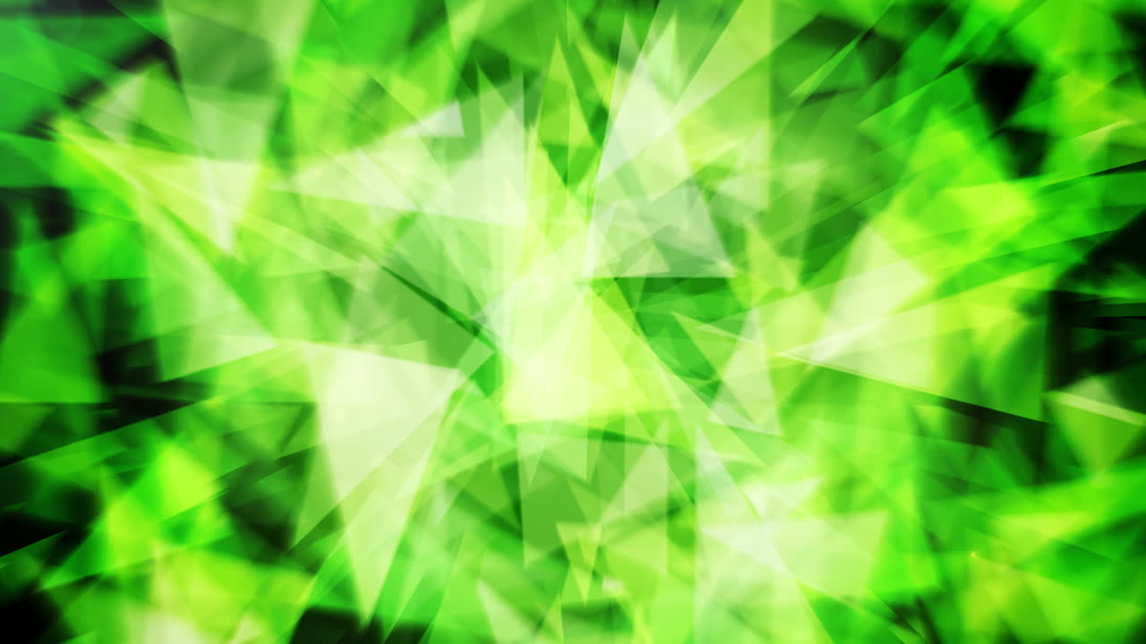 Green triangles exploding flying abstract particles abstract. 4k colorful loop motion graphic background.