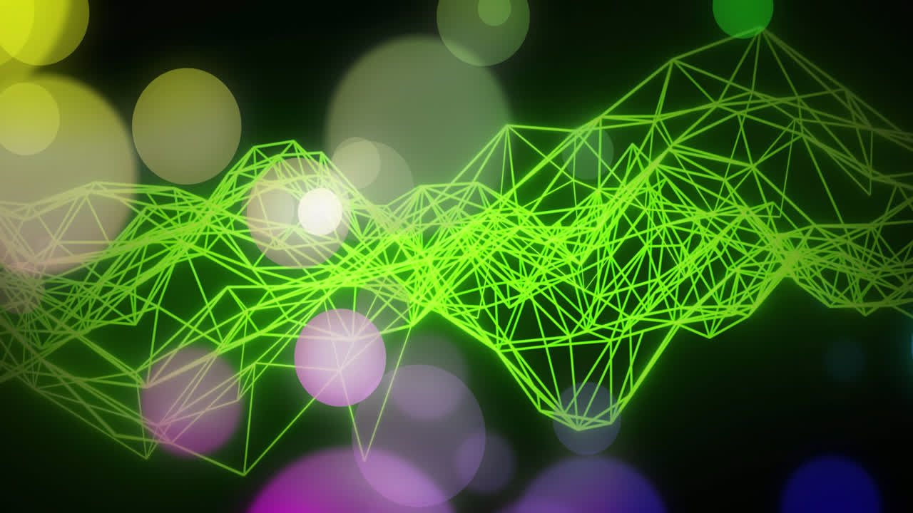 Animation of spots over shapes on black background