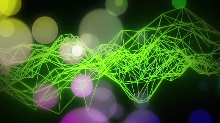 анимация пятен над формами на черном фоне