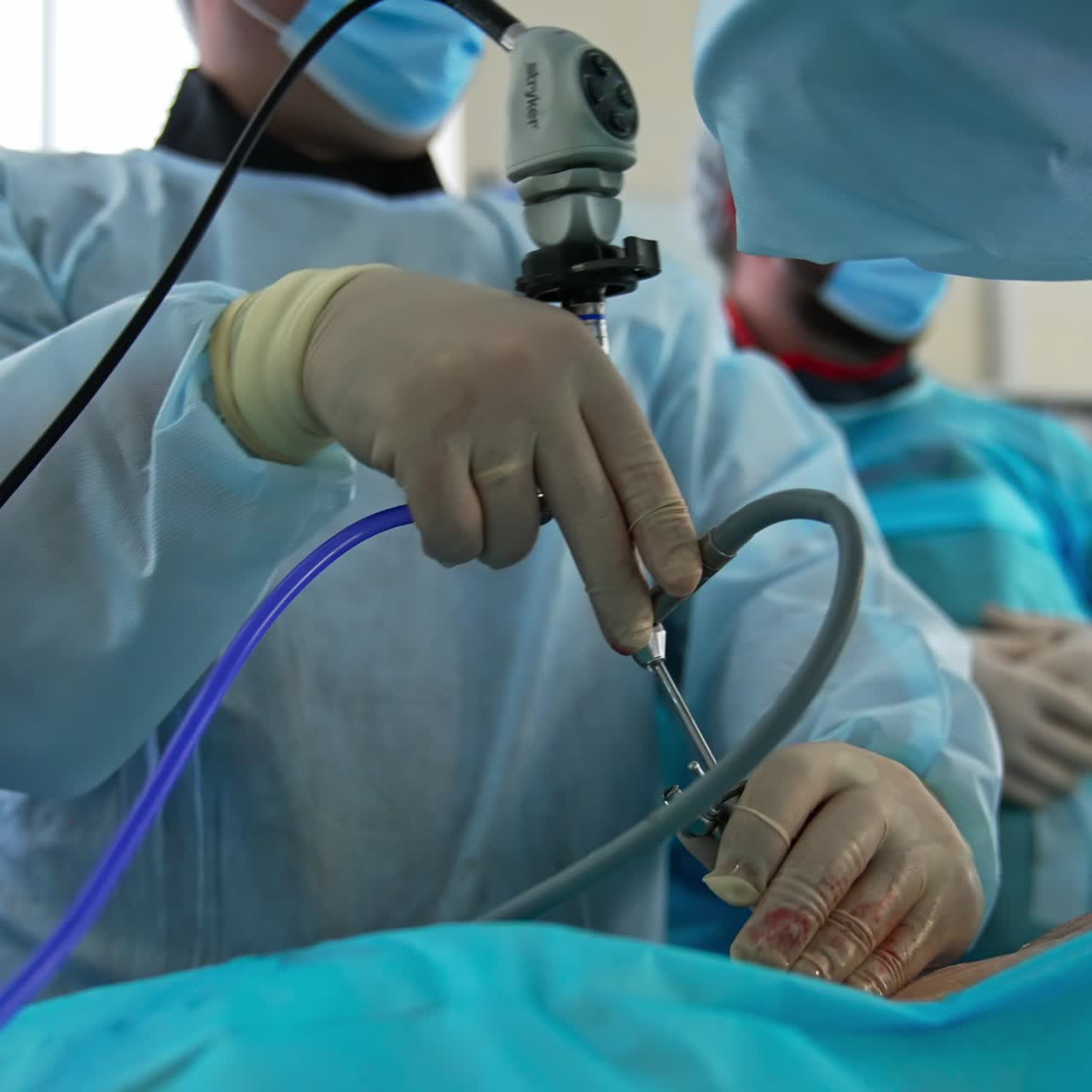 Surgical operating healthcare equipment. Close up view of surgery hands specialist