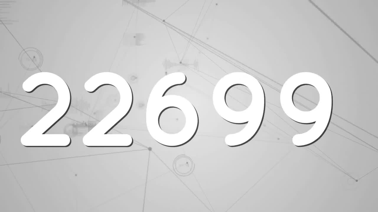 анимация цифр, меняющихся по сетям соединений