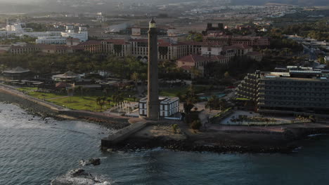 Lighthouse-of-Maspalomas-in-Gran-Canaria,-Canary-Islands,-Spain