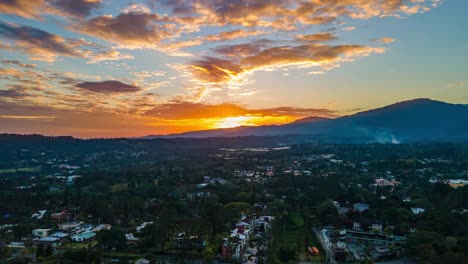 Dominican-Republic,-Jarabacoa-Sunrise-Hyperlapse-in-a-Caribbean-Country-with-mountains-at-the-back