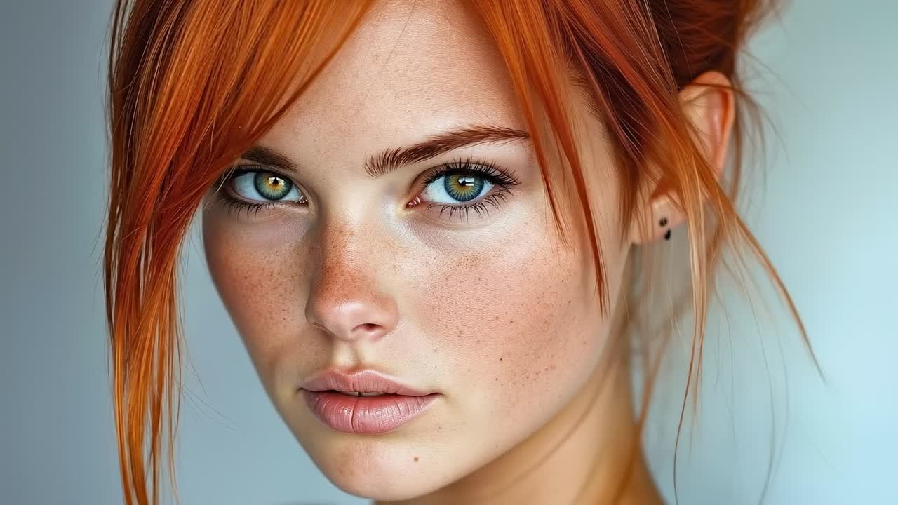 붉은 머리에 얼굴에 주근깨가 있는 여자