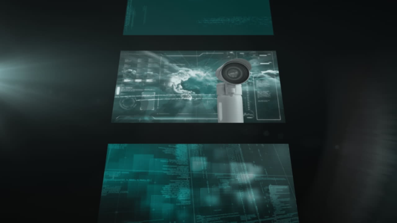 animación de chispas y procesamiento de datos sobre fondo negro