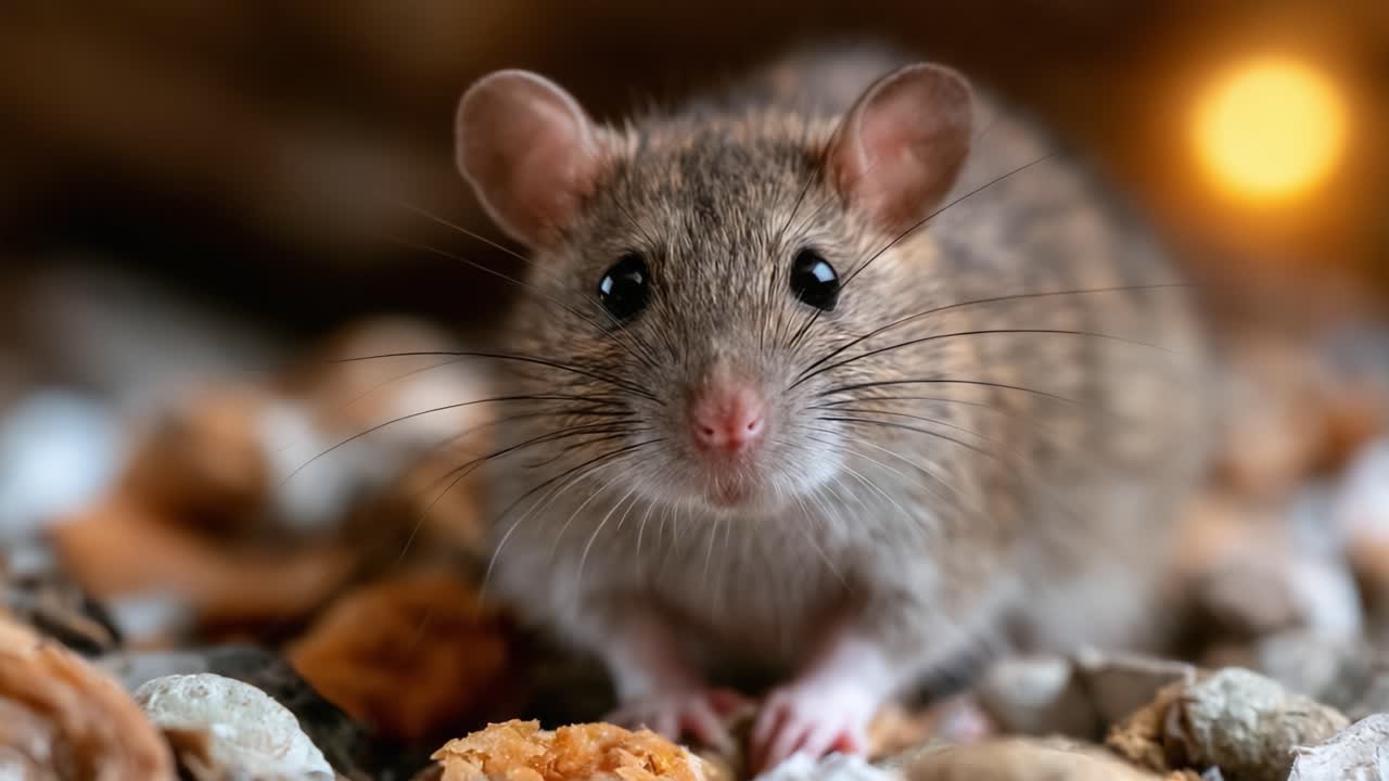 A Close-Up Exploration of a Small Mouse in Natural Habitat, Showcasing Its Unique Features and Detailed Fur Patterns Amidst Textures and Colors of the Ground