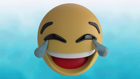 animación digital de múltiples emojis de caras cambiantes contra un fondo de gradiente azul