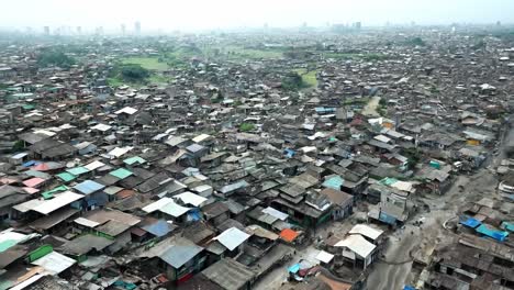 aerial view of a slum in dhaka, bangladesh