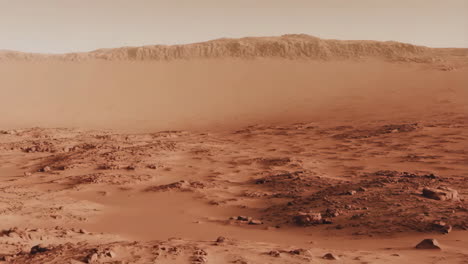 vast martian landscape with distant mountains