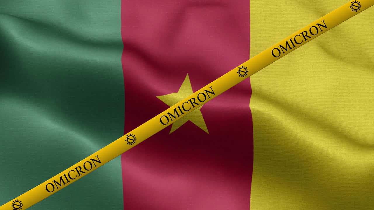 variante omicron y banda de prohibición en la bandera de camerún
