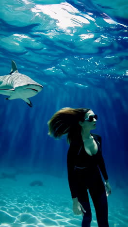 woman's underwater encounter with a shark