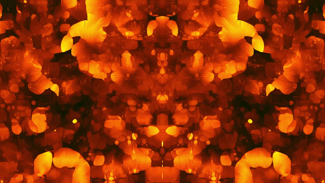 imágenes rojas y amarillas. caleidoscopio abstracto como animación