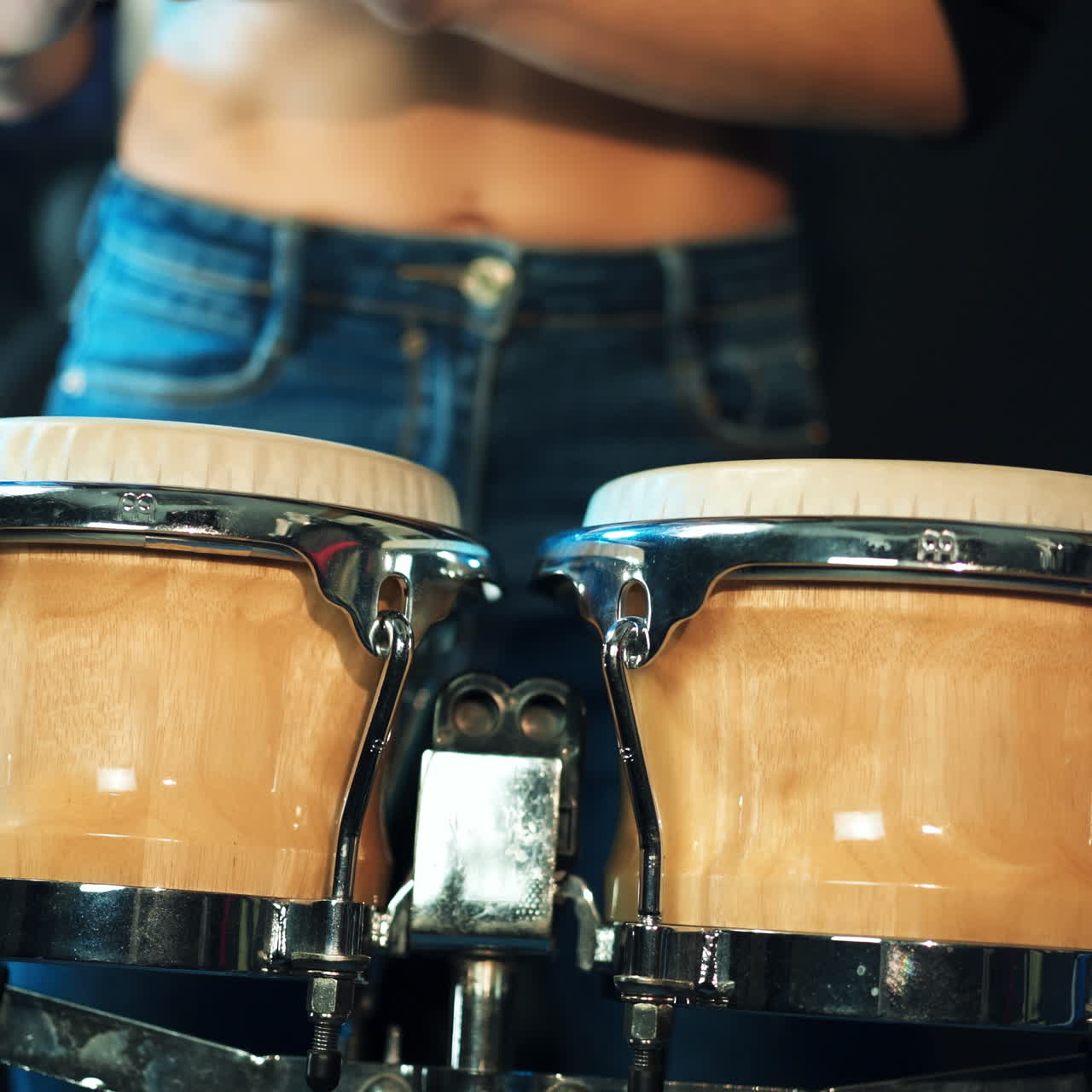 Close up of hands playing Djembe Drum Square video