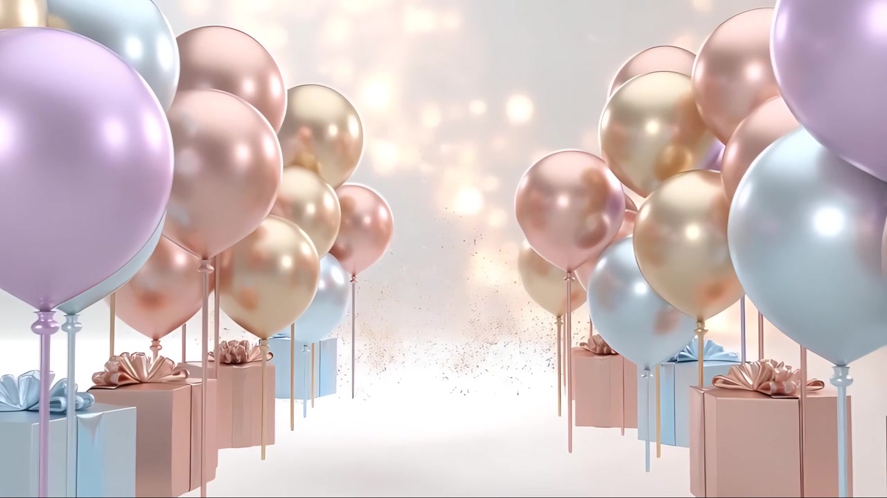 Sfondo di compleanno con palloncini 4K