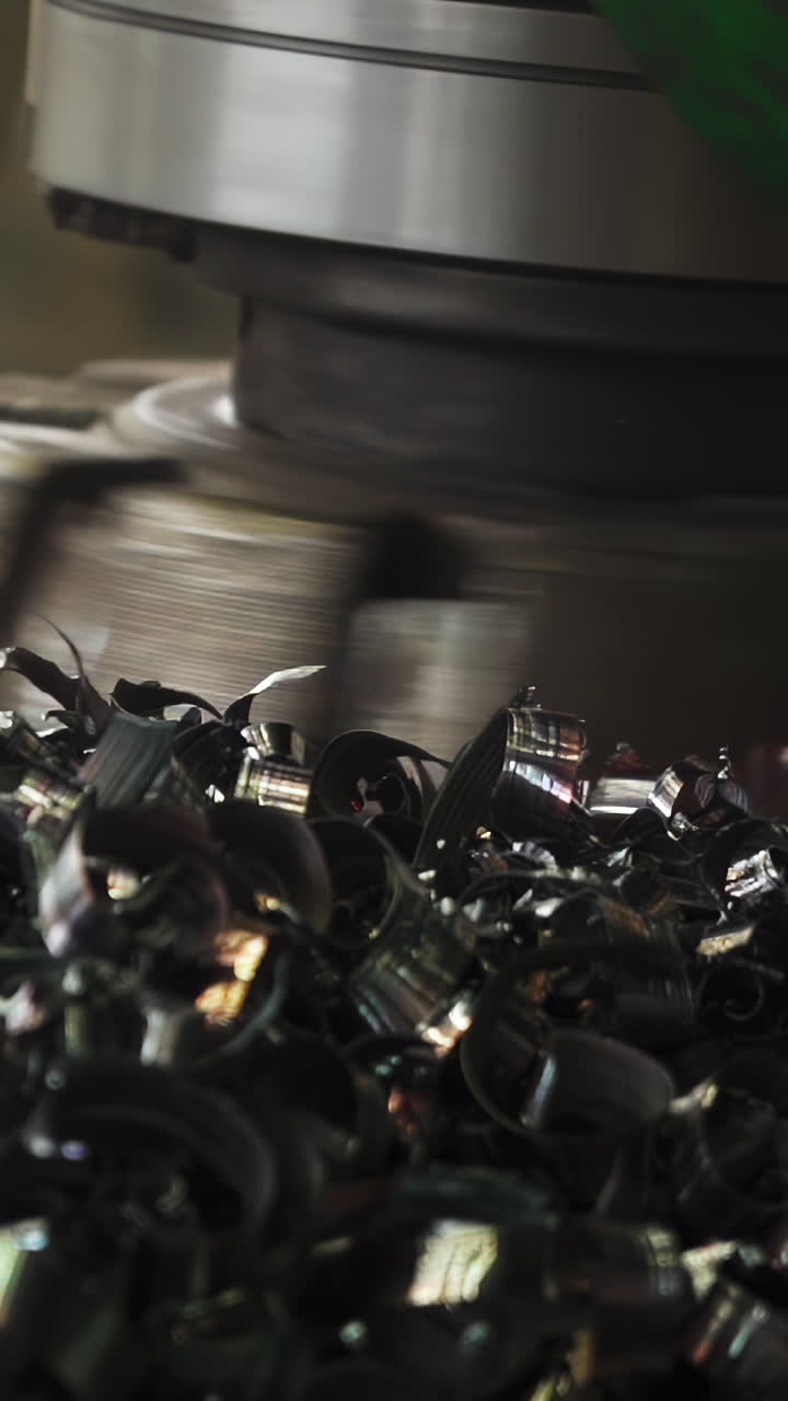 Close-up of Metal Shavings from an Industrial Machining Process