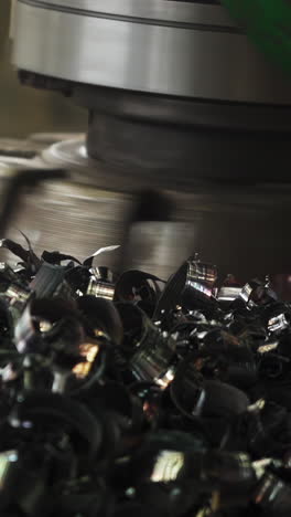 close-up of metal shavings from an industrial machining process