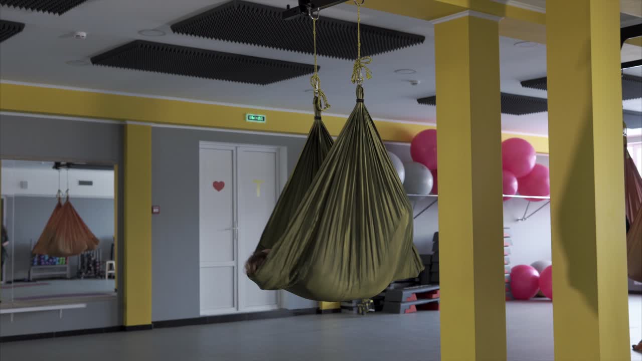 Yoga Hammocks in a Fitness Center