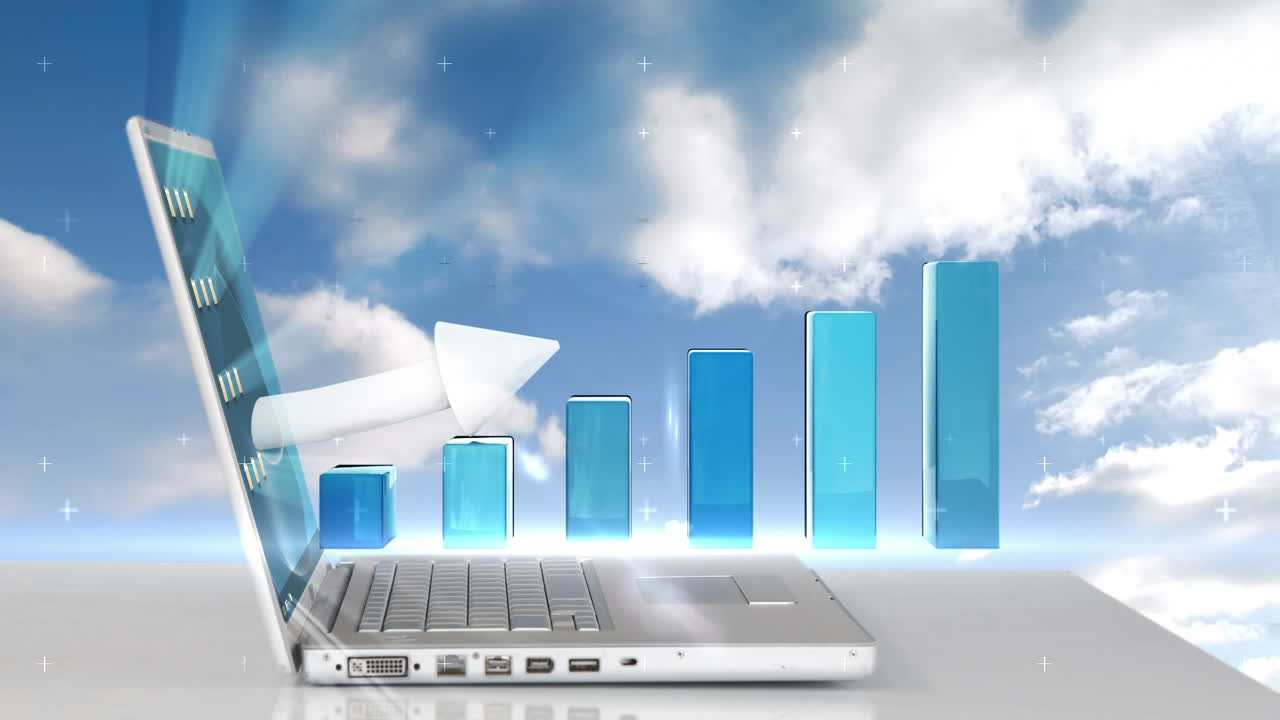 노트북에 의해 팝업되는 그래픽