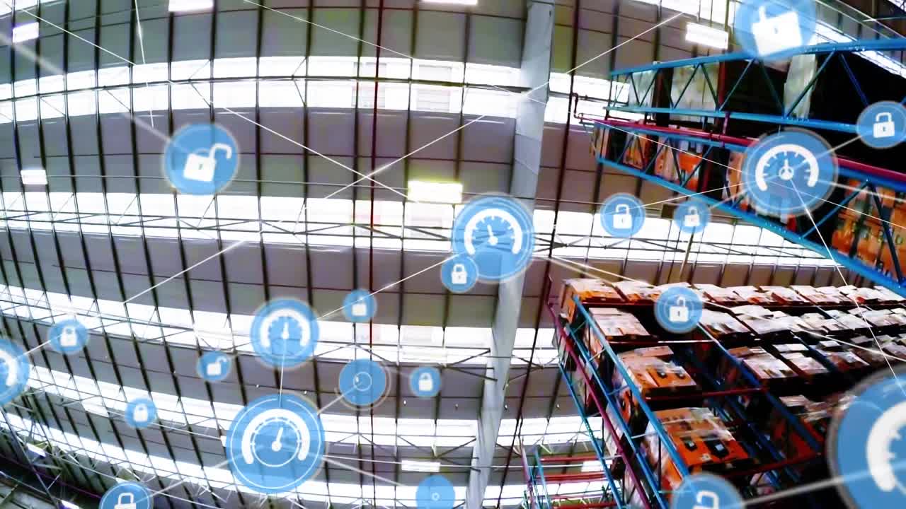 창고에 대한 아이콘으로 연결 네트워크의 애니메이션