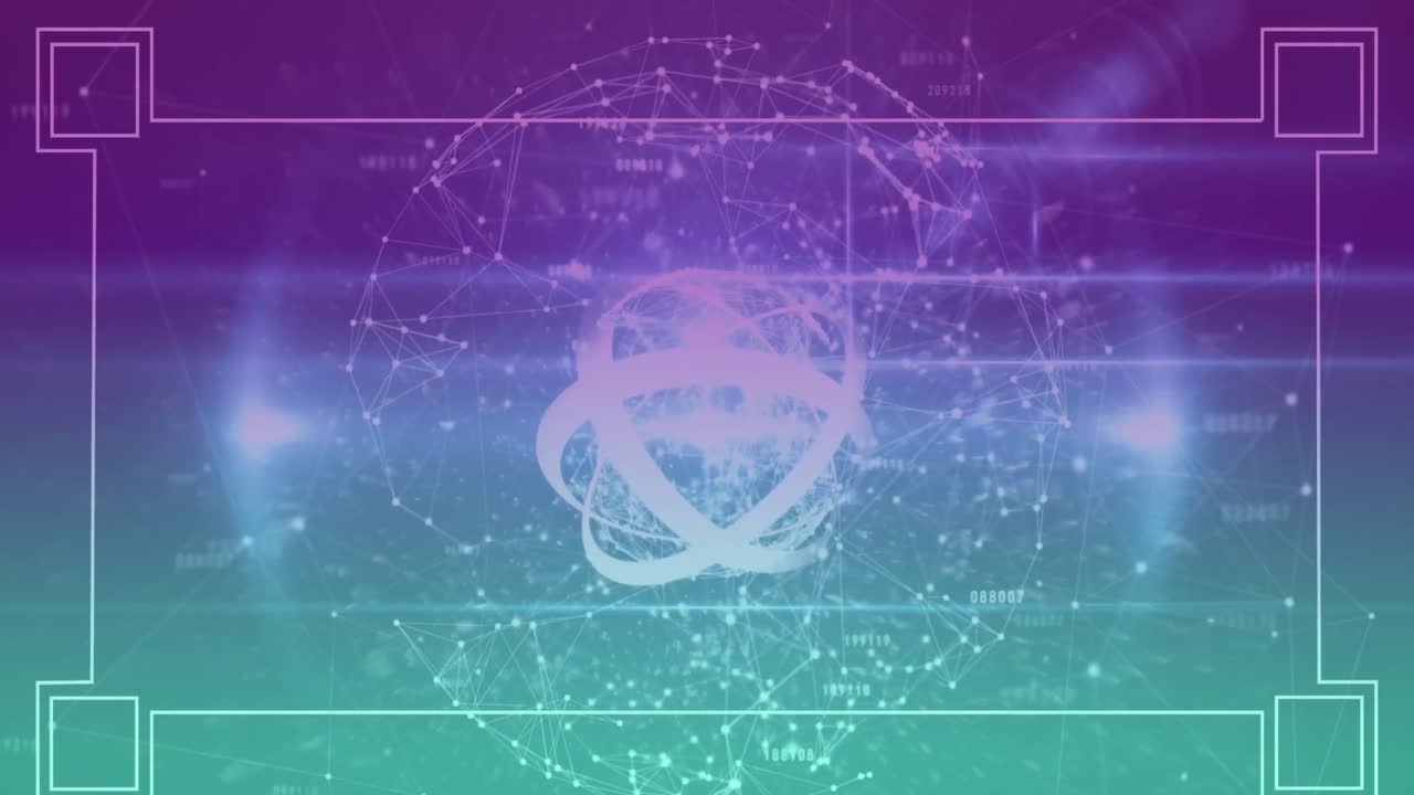 파란색과 분홍색 배경에 연결 네트워크의 애니메이션