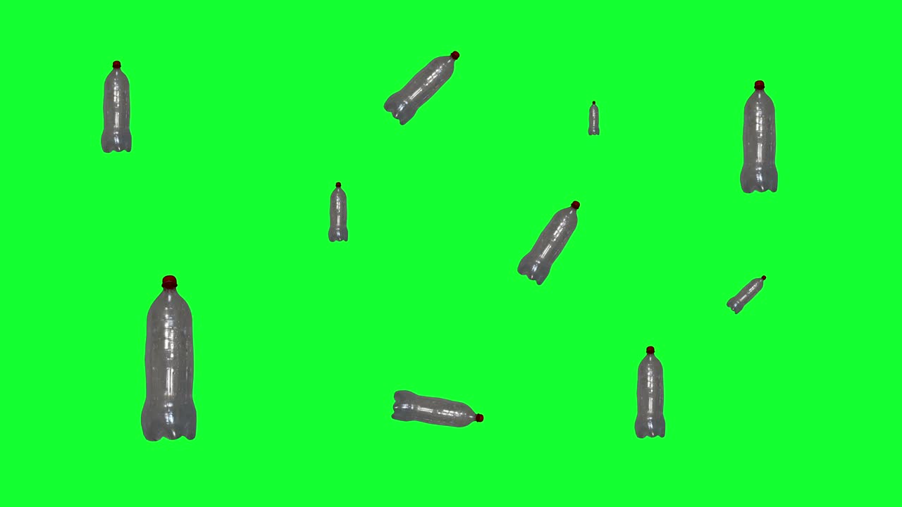 플라스틱 병의 그룹 애니메이션, 편집 가능한 녹색 화면 - 크로마 키 원활한 루프