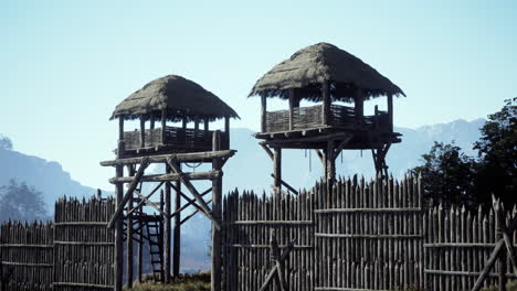 ancient village watchtowers and palisade