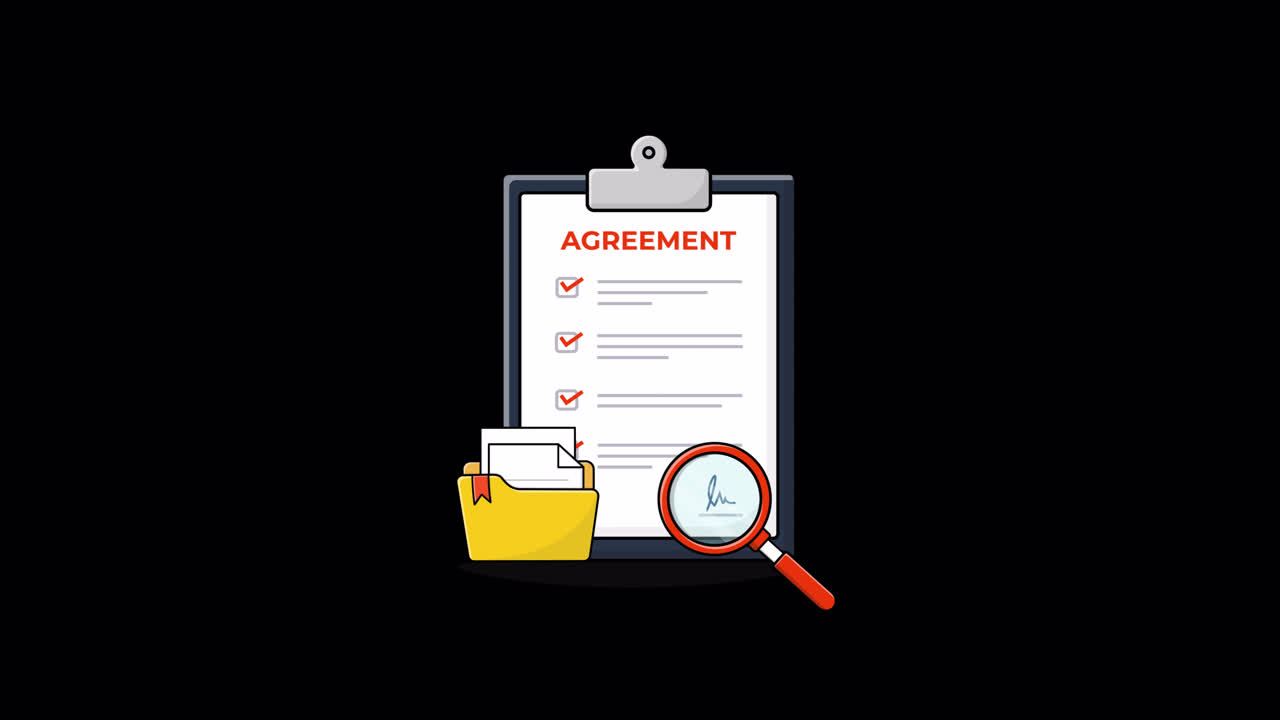 Animated Review and Signing of a Business Agreement Document