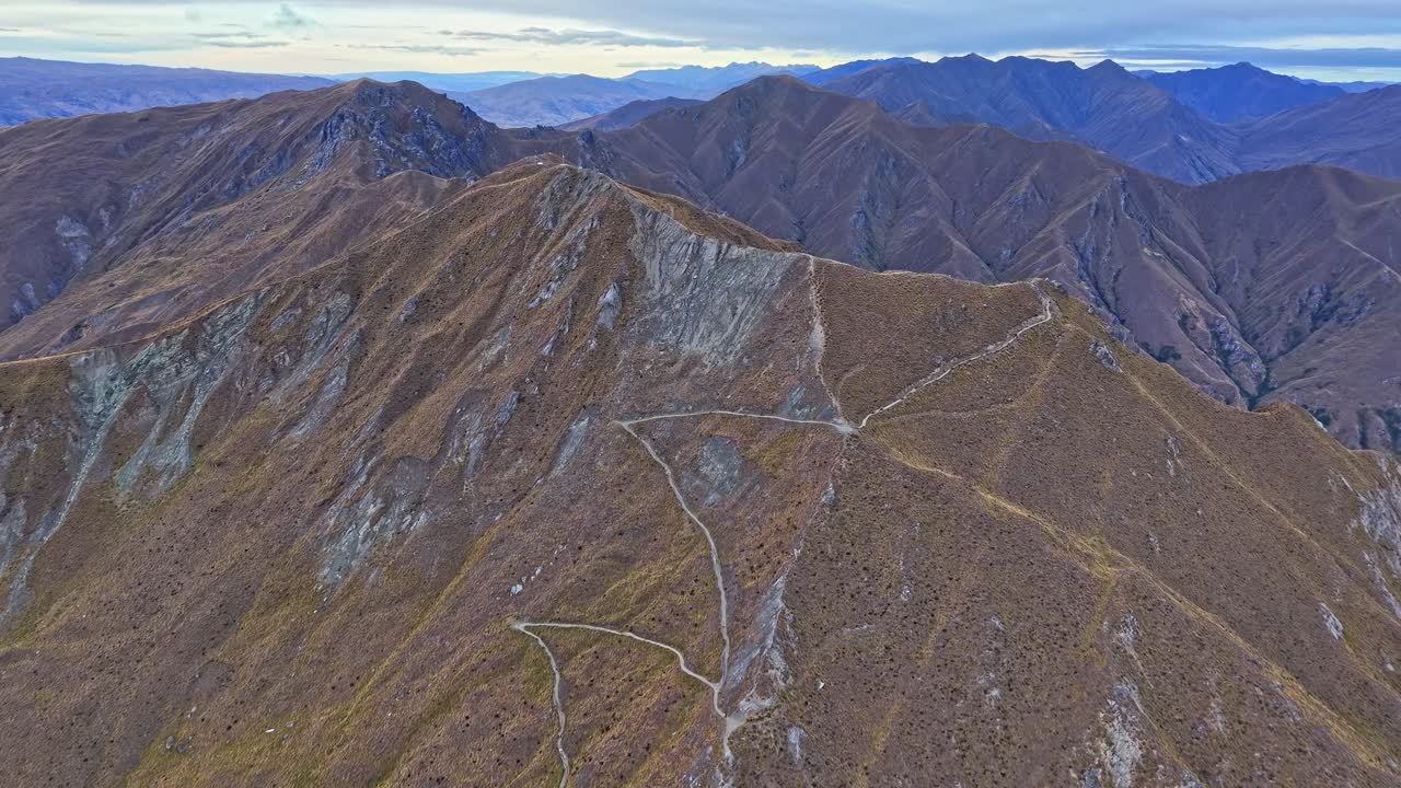 Majestic aerial view of Roys Peak track, stunning New Zealand landscape